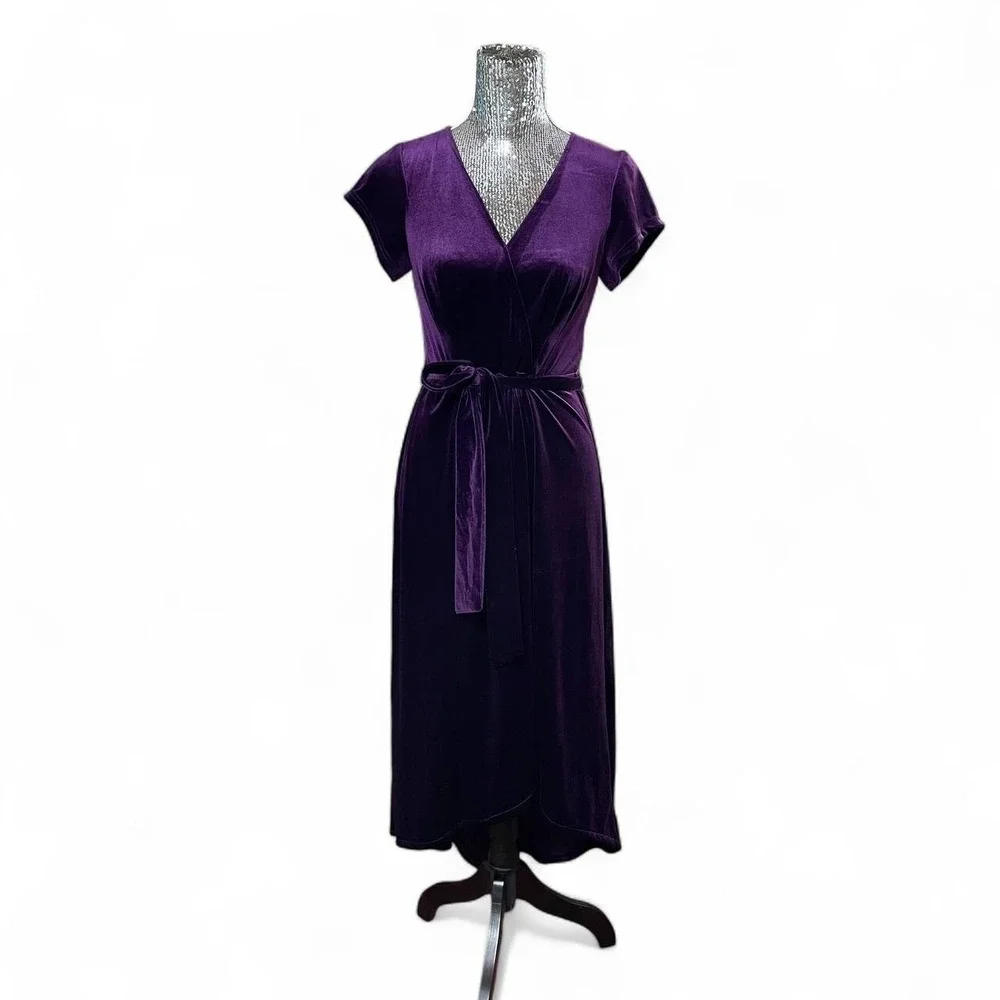 Whimsigoth‎ Purple Velvet Maxi Dress Medium Fairy Witchy Dark Romantic Gothic
